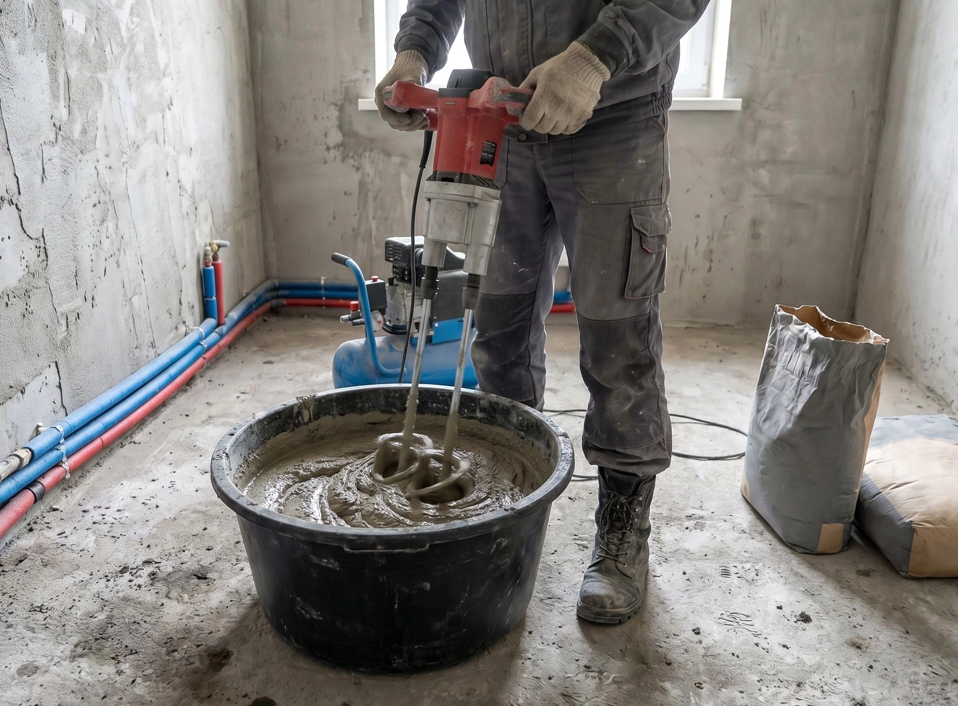 Шаг 3. Замешивание раствора